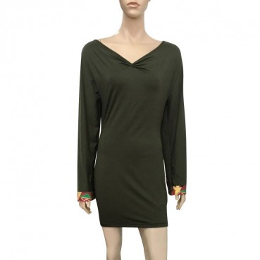 New autumn sexy dress with backpack buttocks hit color women's dress