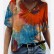 Spring and summer new hot color graffiti painting printing v-neck short-sleeved T-shirt top