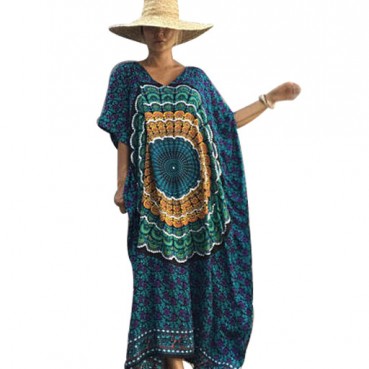 Male Meifeng Beach Bat Sleeve Digital Printed Dress Loose Robe