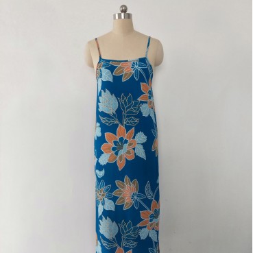European and American women's new summer suspender dress with printed sleeveless and swinging long skirt