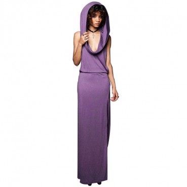 Halloween vampire big hat sexy leaky back split sleeveless dress mid-century fashion women's dress