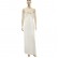 New white V-neck, low-cut, bifurcated hem, cross-strap dress on the back
