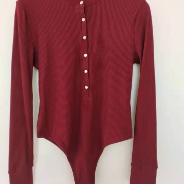 European and American new style long-sleeved pierced eye jumpsuit, autumn and winter bottoming top