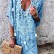 New boho style sexy V-neck printed fringed dress