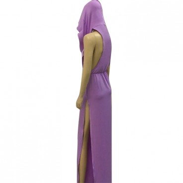 Halloween vampire big hat sexy leaky back split sleeveless dress mid-century fashion women's dress