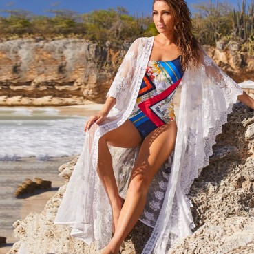 Cardigan Sexy Lace Sunscreen Loose Vacation Beach Swimsuit with Bikini Cover