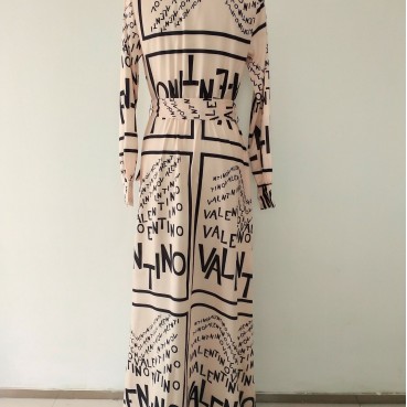Women's hot-selling letter print sexy dress with waist slit