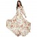 Spring and Autumn Women's New Style Bohemian Printed Chiffon Long Skirt Round Neck Sleeve Large Sleeve Waist Waist Dress