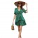 Bohemian floral stitching ruffled V-neck lace flared sleeve dress