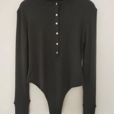 European and American new style long-sleeved pierced eye jumpsuit, autumn and winter bottoming top