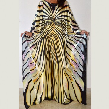 New Spot South American Style Fashion Striped Bat Sleeve Loose Women's Dress Long Skirt
