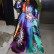 Large size European and American digital print dress with big swing and long skirt with belt