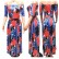 Hot selling European and American fashion color feather print long slit dress 4 colors available