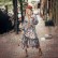 European and American spring and summer new bohemian irregular printing stitching retro big pleated pleated women's dress