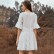 New year's new solid color stitching ruffled fringed neckline lace flared sleeve dress MP-642