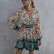 European and American women's high waist ruffled A-line skirt casual temperament bohemian print dress