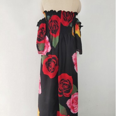 European and American sexy tube top digital printing long dress hot new style