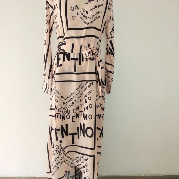 Women's hot-selling letter print sexy dress with waist slit