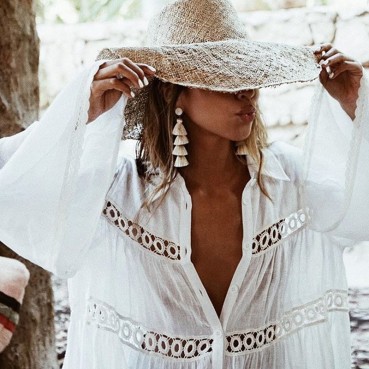 New lace shirt-style trumpet sleeve beach blouse sunscreen suit swimsuit jacket women cardigan