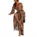 New European and American Bohemian V-neck Retro Positioning Flower Big Sleeve Long Sleeve Dress