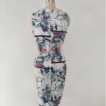 New trendy temperament women's dress, lace print bag hip slim dress, pencil skirt