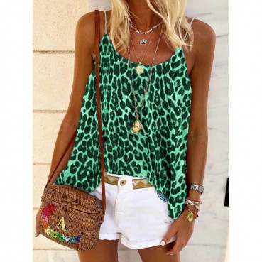 New women's leopard print camisole ladies fall/winter bottoming shirt elegant top trendy