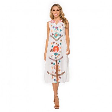 New women's digital print dress, European and American long dress