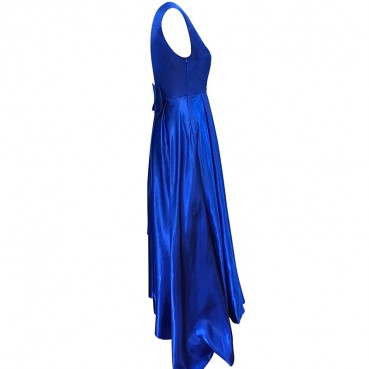 New women's sexy deep V-neck sleeveless backless bow-knot prom evening dress