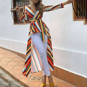 European and American rainbow striped dress stand alone new MP-500
