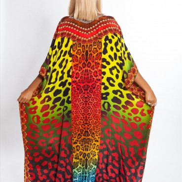 Beach blouse color leopard dot holiday gown sun protection shirt