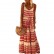 European and American new style women's bohemian style deep V-neck printed beach holiday style suspender skirt