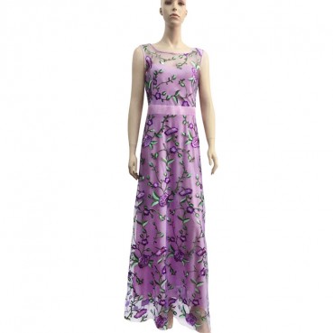 New fashion fashion sleeveless evening dress embroidered luxury women's daba dress mp188