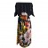 New printed one-shoulder elastic waist five-point sleeve long dress for women