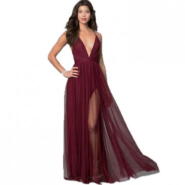 European and American hot sale new style sling chiffon dress long dress women's dress