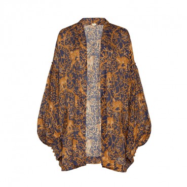 European and American New Chiffon Leopard Orange Printed Outer Blouse Loose Beach Sunscreen Bikini Shawl