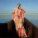 New Retro Printed Bat Sleeve V-neck Vacation Bohemian Loose Robe Dress