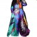 Large size European and American digital print dress with big swing and long skirt with belt