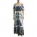 New bohemian print one-shoulder fringed short-sleeved dress long skirt