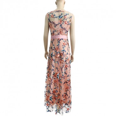 New fashion fashion sleeveless evening dress embroidered luxury women's daba dress mp188