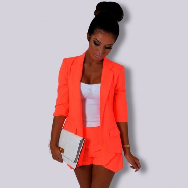New style European and American three-quarter sleeves comfortable slim solid color short small suit women jacket