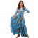 European and American Bohemian Printed V-neck Buttons Three-quarter Sleeves Large Sleeve Dress Long Dress