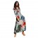 European and American Bohemian Printed V-neck Buttons Three-quarter Sleeves Large Sleeve Dress Long Dress