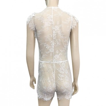 WISH Europe and the United States new nightclub lace jumpsuit Hollow sexy open chest jumpsuit