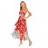 Spring and summer new women's dress with bohemian beach holiday style pleated print suspender dress