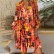 New style printed long-sleeved large-length dress European and American women's fashion plus size dress