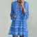 Women's Bohemian Flared Sleeve Stand Collar New Nine-Sleeve Splicing Dress