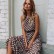 New Summer Beach Fashion All-match Print Polka Dot Round Neck and Swing Long Dress