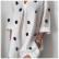 Spring and summer linen loose V-neck print nine-quarter sleeves slit dress
