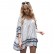 New black and white fashion geometric loose short-sleeved butterfly tassel lace-up women's blouse