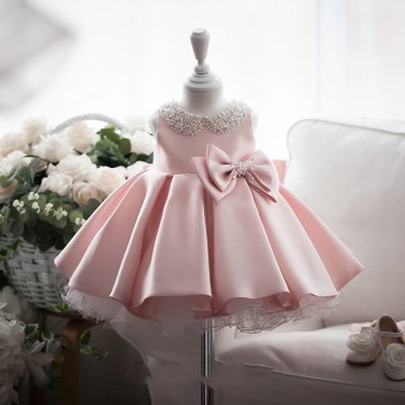 2021 new children's dress princess dress white girl wedding dress one year old birthday evening dress skirt baby pettiskirt